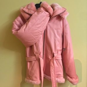 Bubblegum Pink Wilda Brand 100% Leather Coat